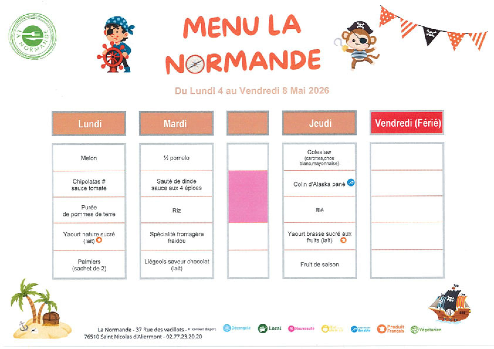 Menu scolaire