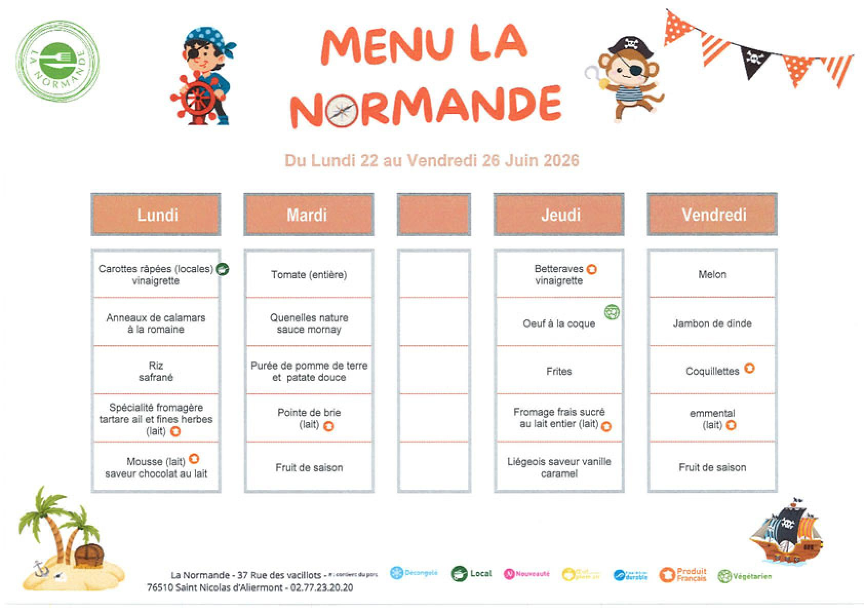 Menu scolaire